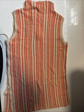 Marshalls Orange and Cream Striped Sleeveless Mock Neck Tank